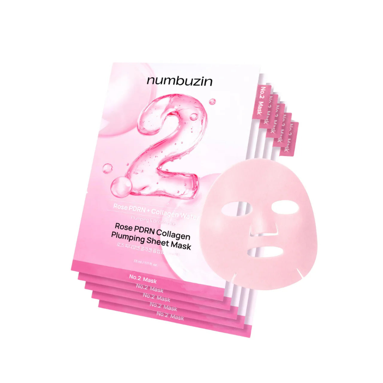 【自营】韩国NUMBUZIN 数字2号PDRN玫瑰胶原蛋白面膜 5片入 弹性抗初老补水保湿