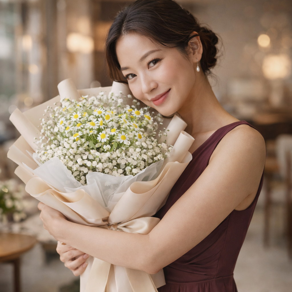 Almond Veil (Baby's Breath, Daisies) | Flower Bouquet
