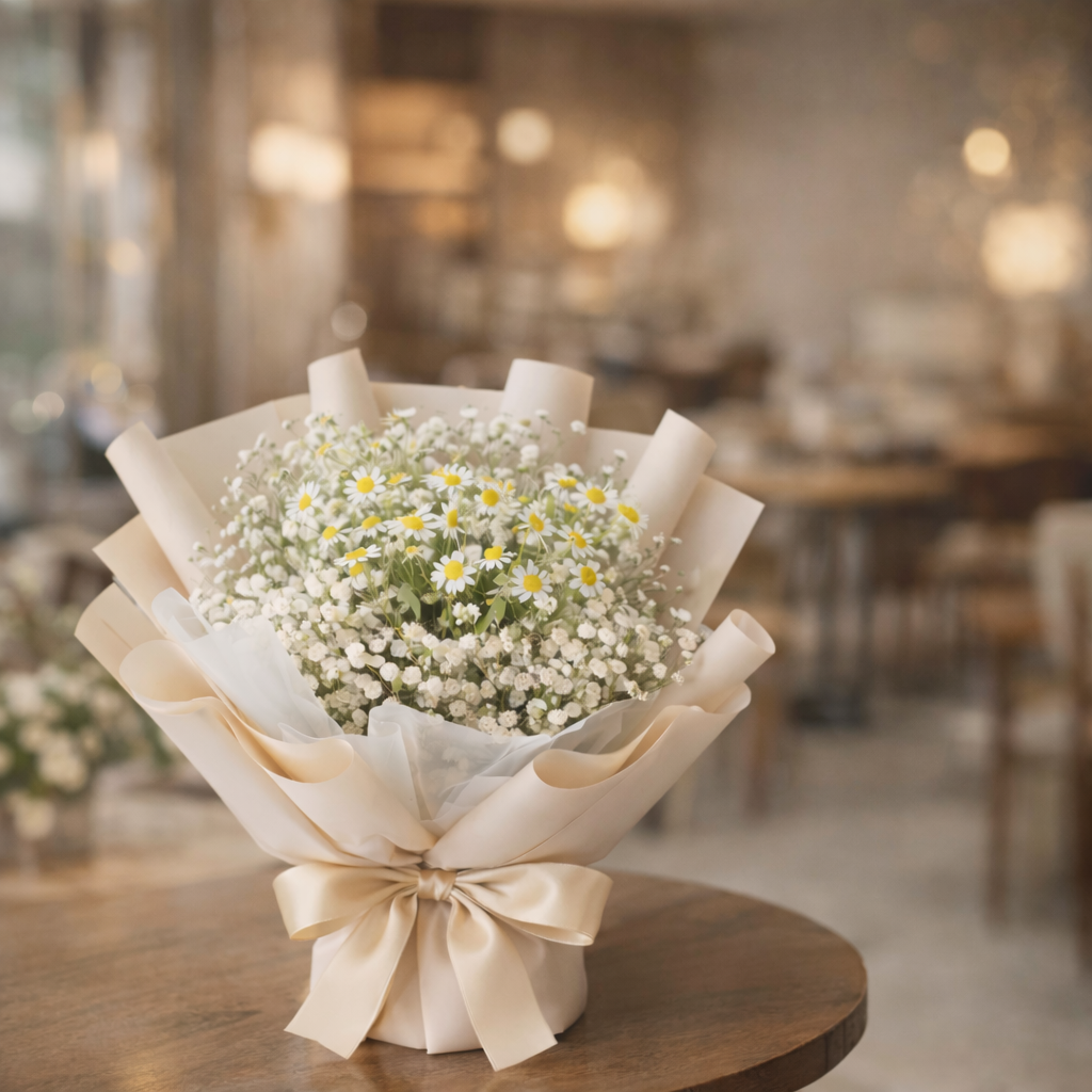 Almond Veil (Baby's Breath, Daisies) | Flower Bouquet