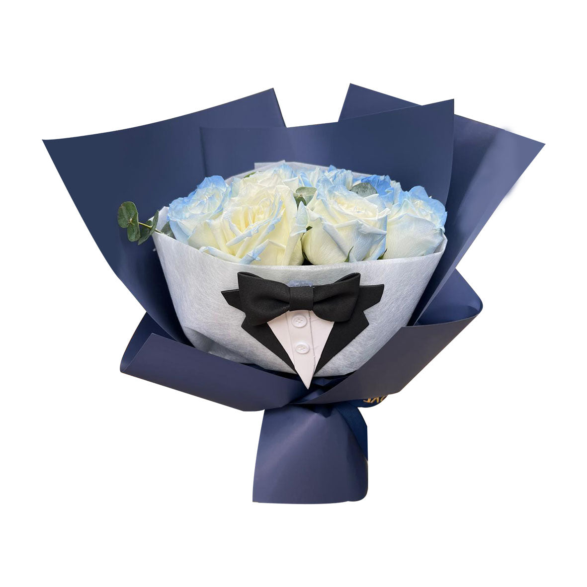 Blue Tux Charm (Roses) | Fresh Flower Bouquet