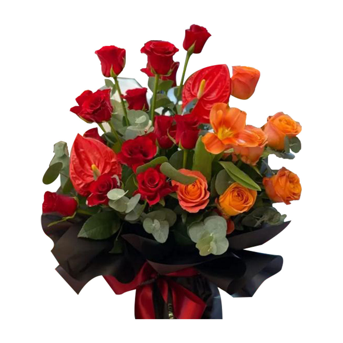 Ember Bloom (Red Roses, Anthurium, Lilies) | Fresh Flower Bouquet