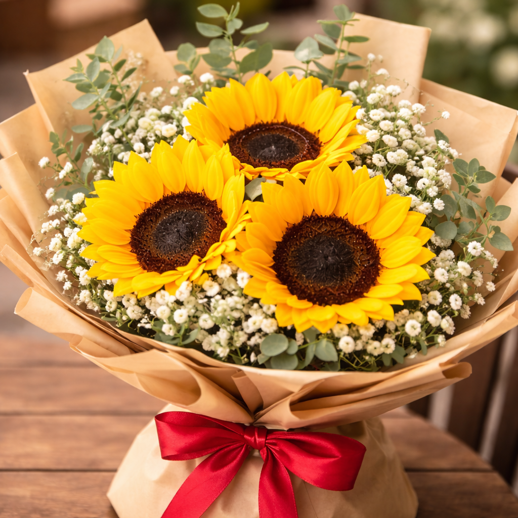 Golden Dawn (Sunflowers, Baby's Breath) | Fresh Flower Bouquet