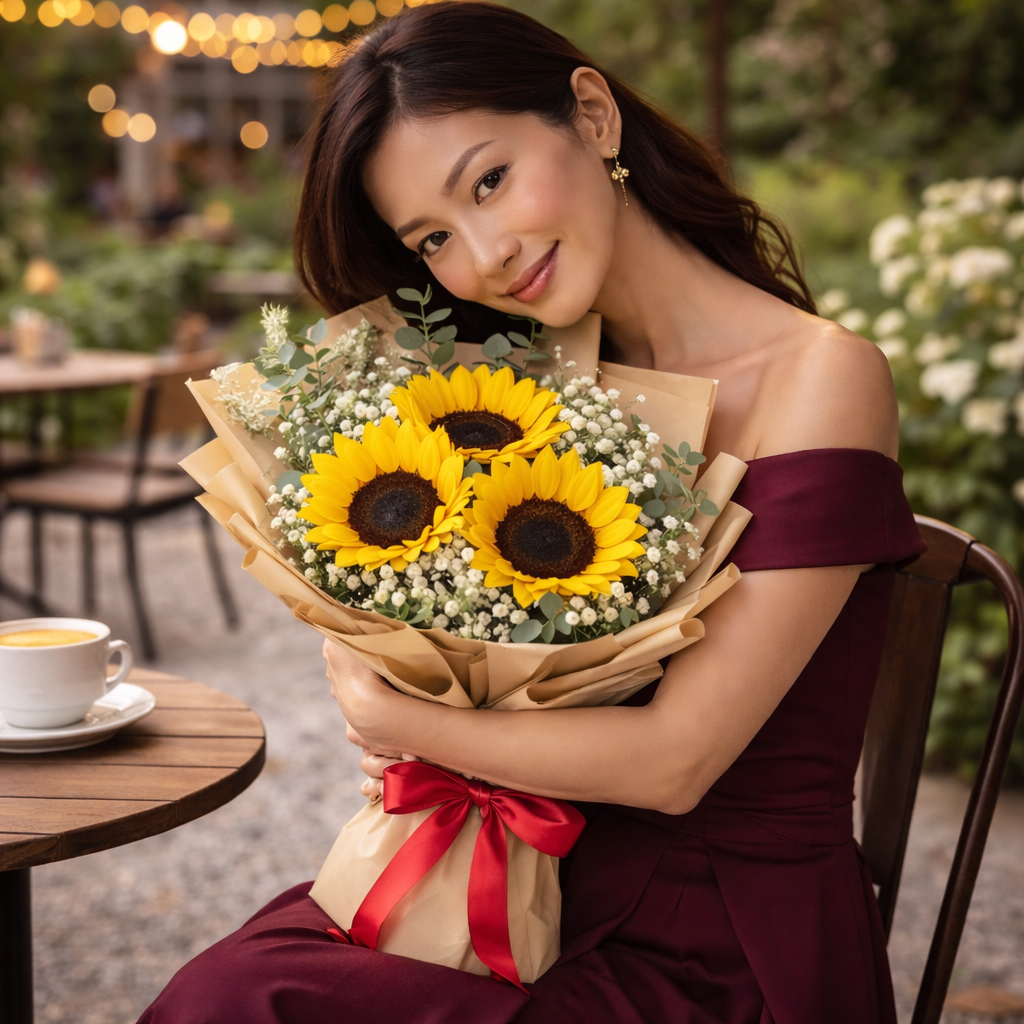 Golden Dawn (Sunflowers, Baby's Breath) | Fresh Flower Bouquet