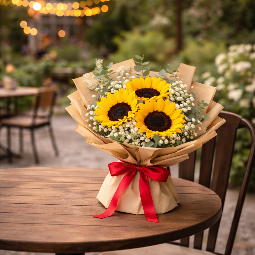 Golden Dawn (Sunflowers, Baby's Breath) | Fresh Flower Bouquet