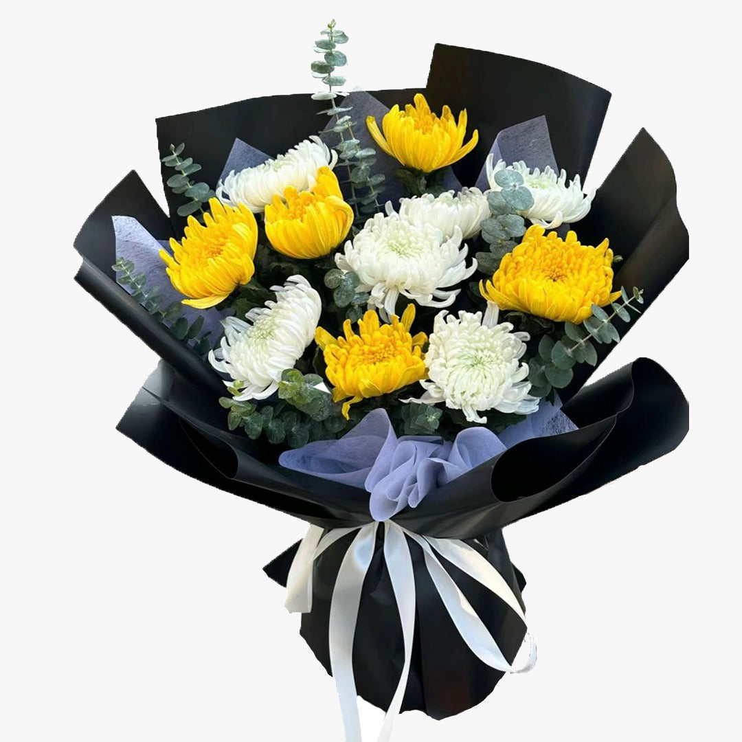 Golden Harmony (Chrysanthemums, Eucalyptus) | Fresh Flower Bouquet