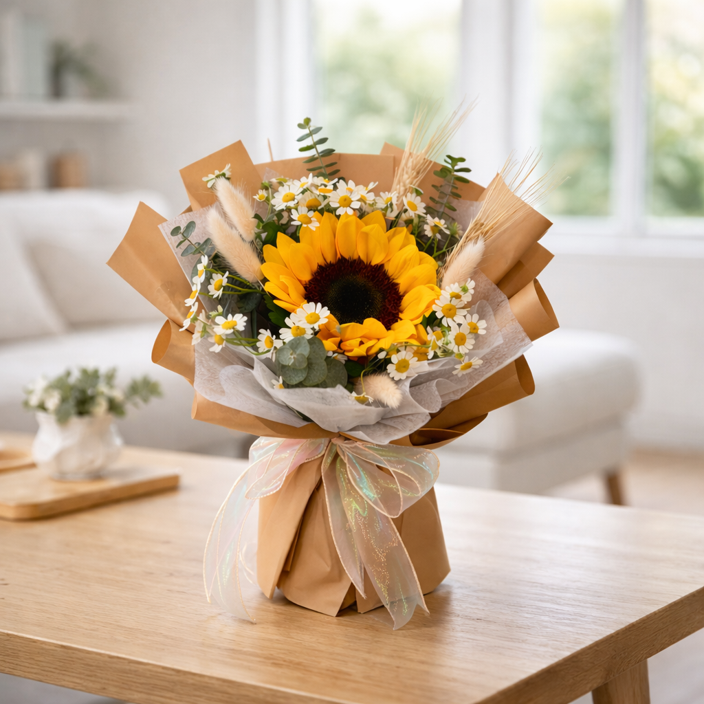 Golden Meadow (Sunflowers, Chamomile, Bunny Tails) | Fresh Flower Bouquet