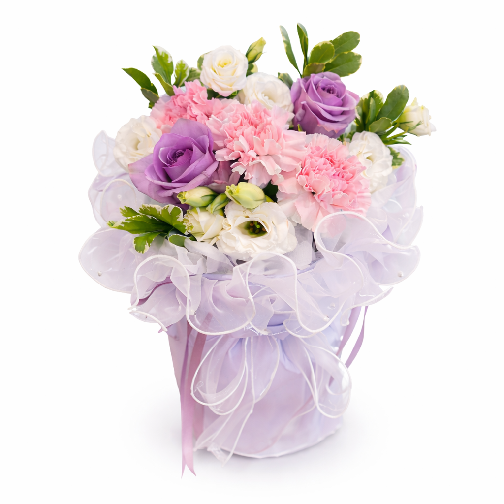 Lilac Ruffle (Carnations, Eustoma, Roses) | Fresh Flower Bouquet