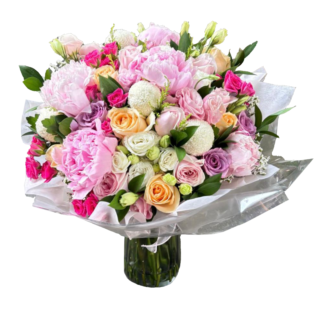 Pastel Symphony (Peonies, Lisianthus, Ranunculus) | Flower Bouquet