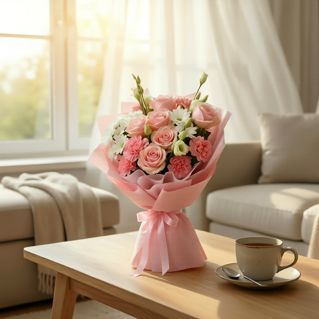 Peach Melody (Roses, Carnations, Chrysanthemums) | Fresh Flower Bouquet