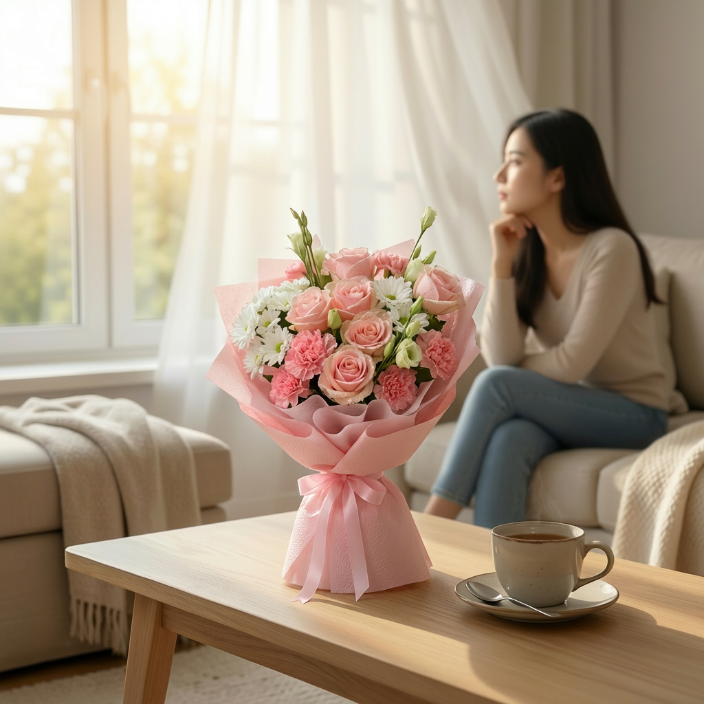 Peach Melody (Roses, Carnations, Chrysanthemums) | Fresh Flower Bouquet