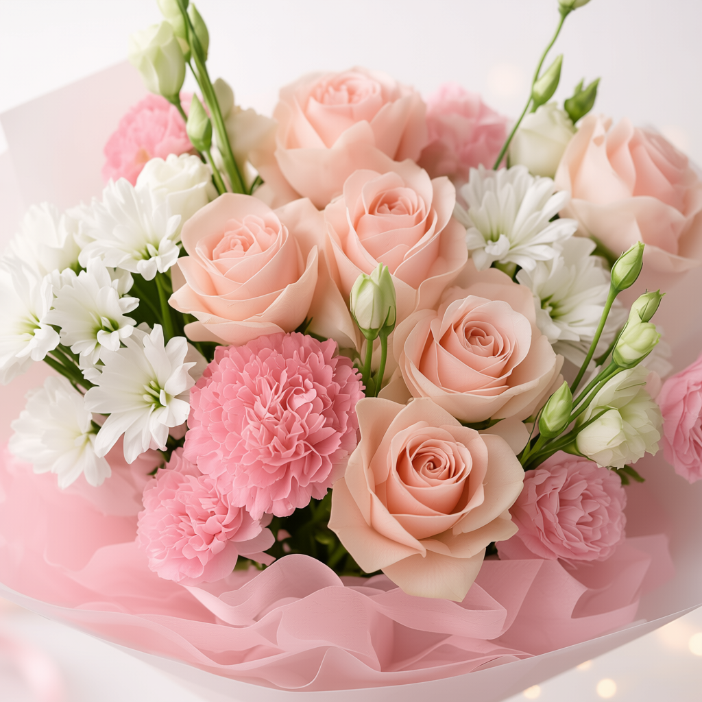 Peach Melody (Roses, Carnations, Chrysanthemums) | Fresh Flower Bouquet