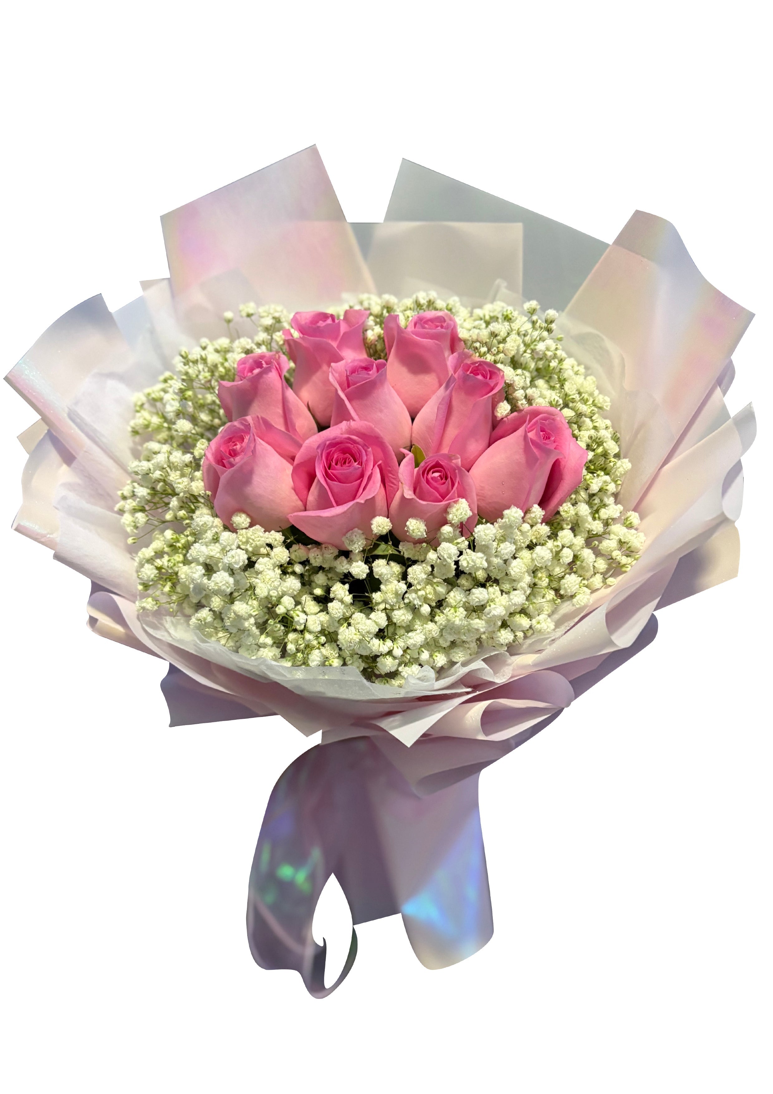 Pink Aurora (Roses, Baby's Breath) | Flower Bouquet