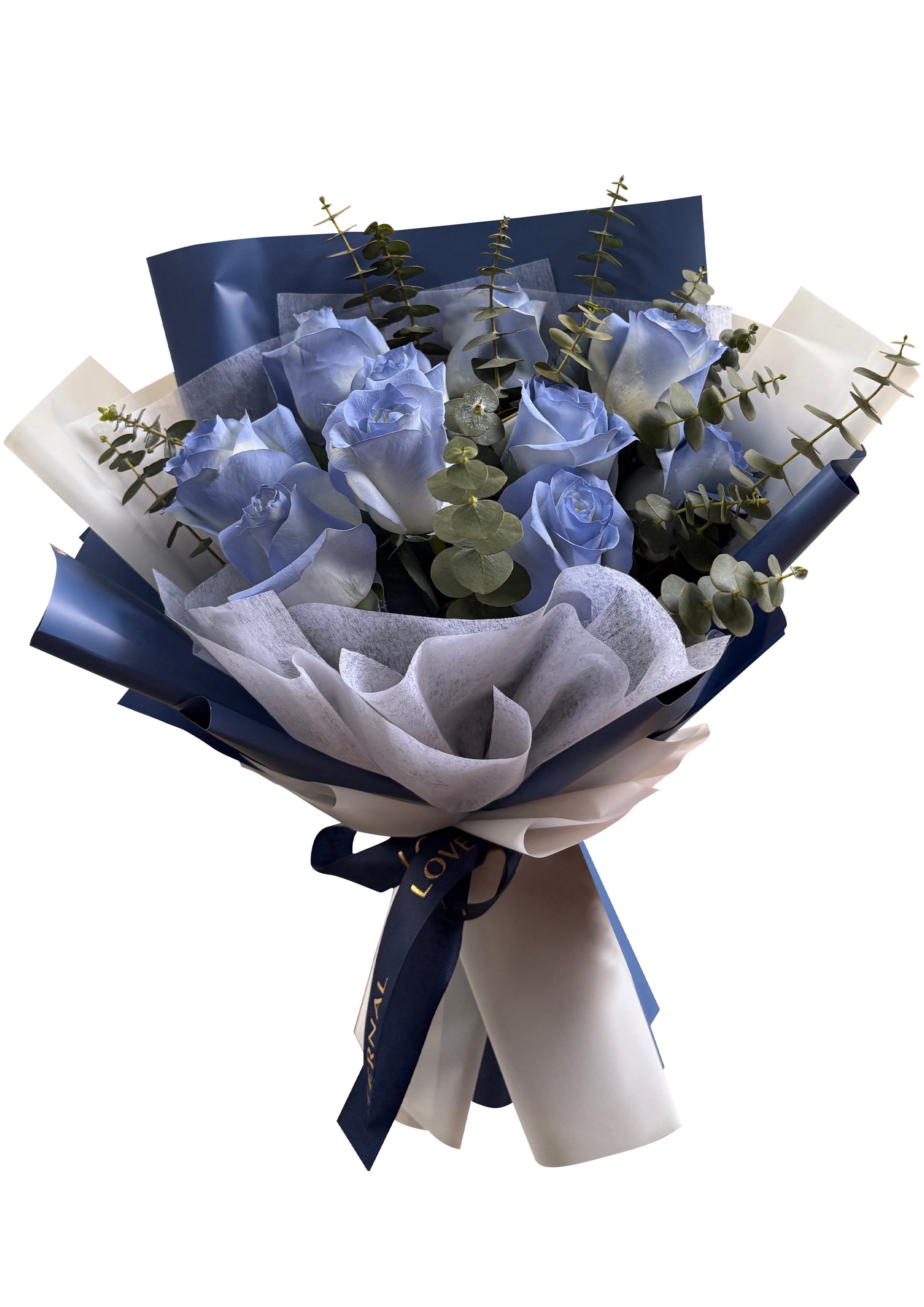 Sapphire Stillness (Roses, Eucalyptus Leaves) | Flower Bouquet
