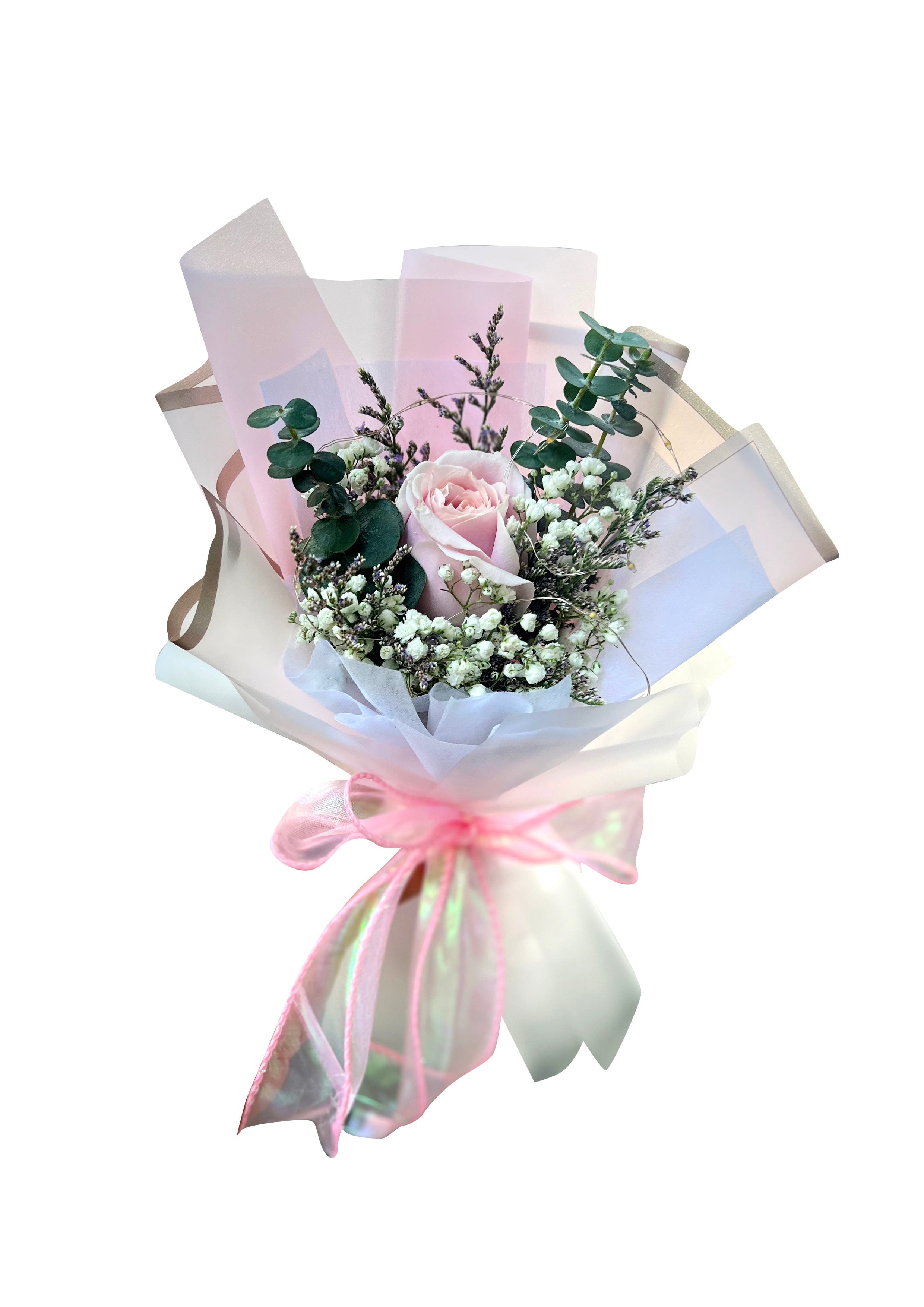Serene Gesture (Roses, Baby's Breath, Lavender) | Fresh Bouquet