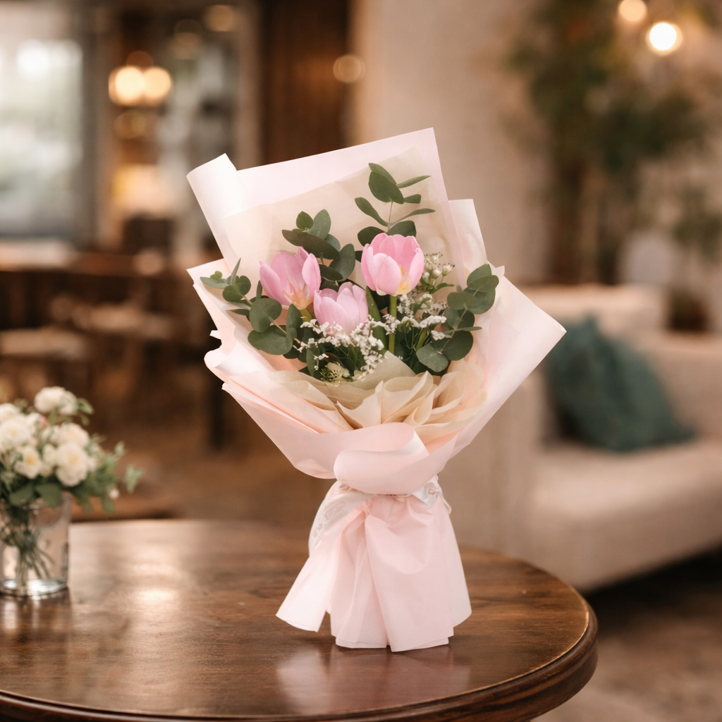 Spring Whim (Tulips, Baby's Breath) | Fresh Flower Bouquet