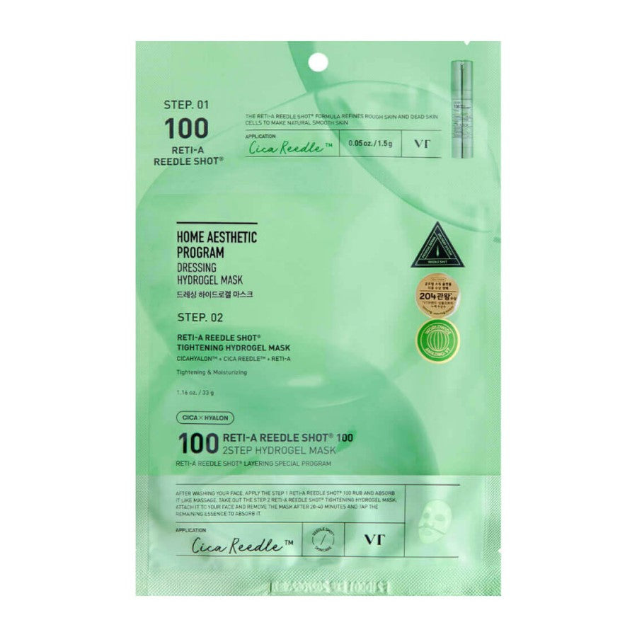 【自营】韩国VT COSMETICS薇缔 Reti-A Reedle Shot 精华两部曲 100微针面膜 1片装 浅绿色 A醇抗衰面膜