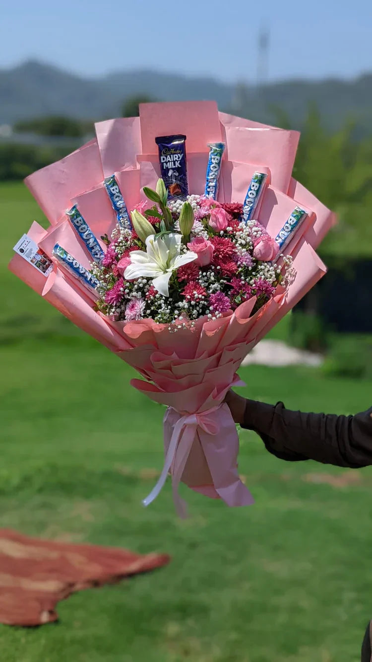 Pastel Elegance Bouquet with Chocolate Bliss