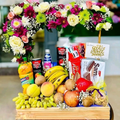Fresh Fruit Basket with Juices & Flowers – A Perfect Gift of Health & Elegance