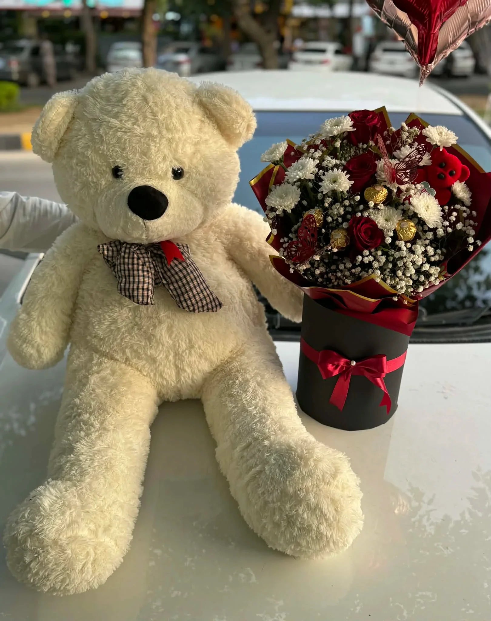 Snowy Love Teddy & Ferrero Bloom Box